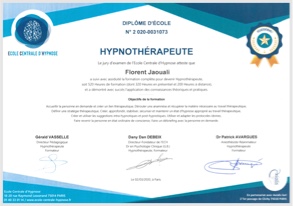 Diplôme d'hypnothéapeute de Florent Jaouali, Hypnothérapeute à Villefranche de Lauragais (proche de Toulouse)
